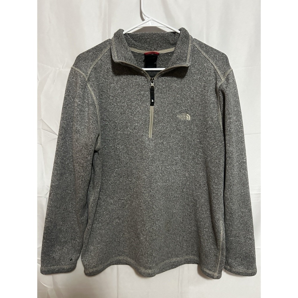 The North Face Mens Medium 1/4 Zip Fleece Pullover Gray Sweater Knit‎